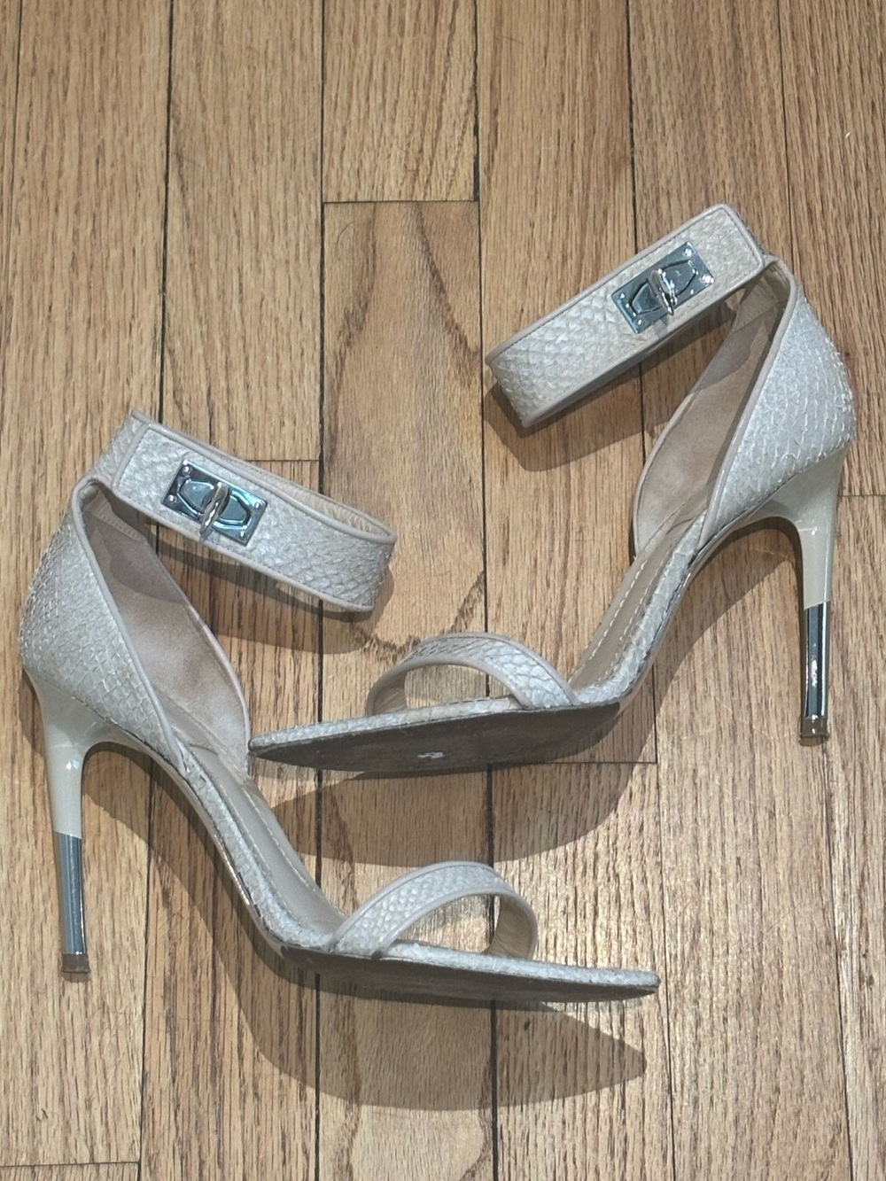 Givenchy by Riccardo Tisci Shark Lock Ankle Strap ivory/cream python Sandals 39